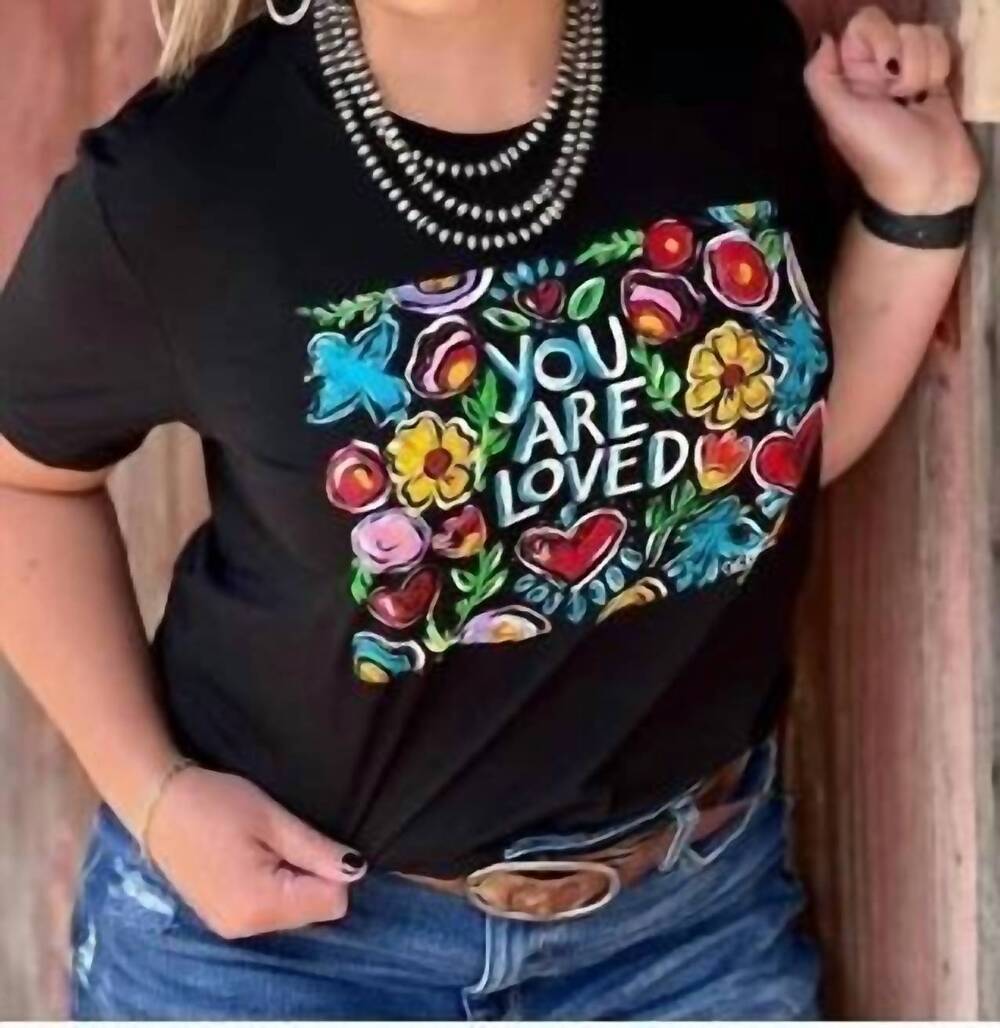 NEW TEXAS TRUE THREADS callie ann stetler you are loved tee in black